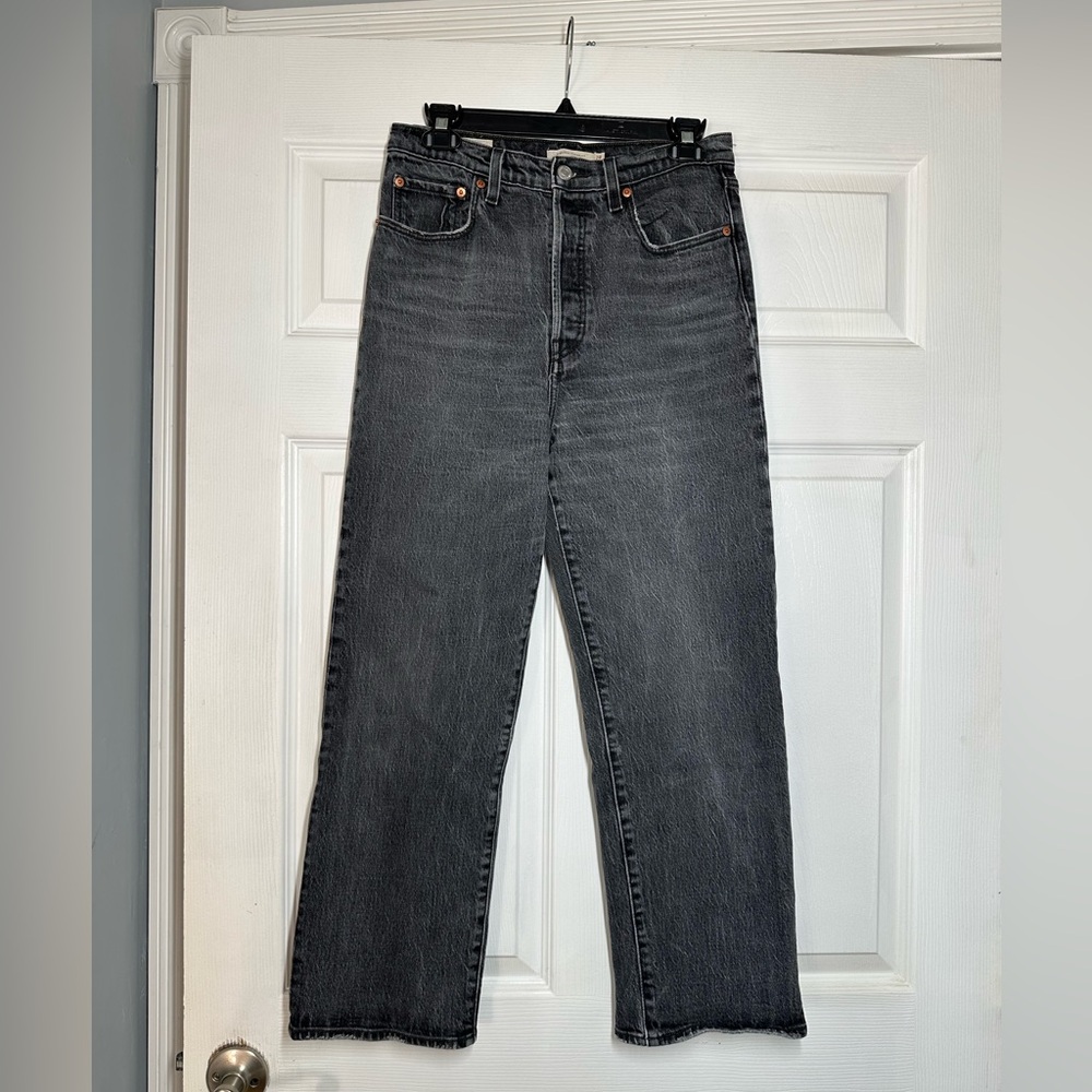 Levi's Ribcage Straight Ankle Jeans Black Women's 28